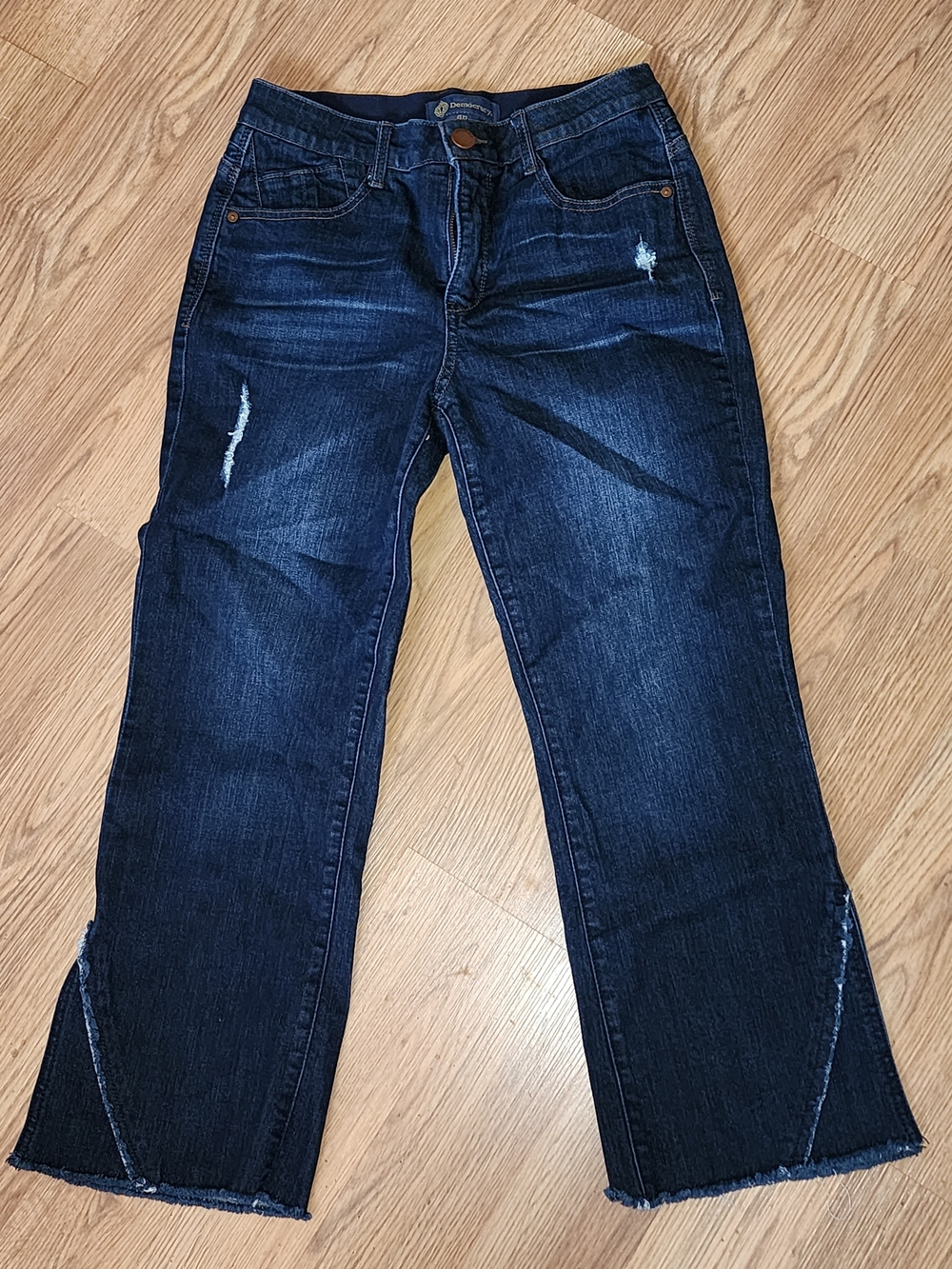 Democracy Dark Blue Distressed Flare Jeans